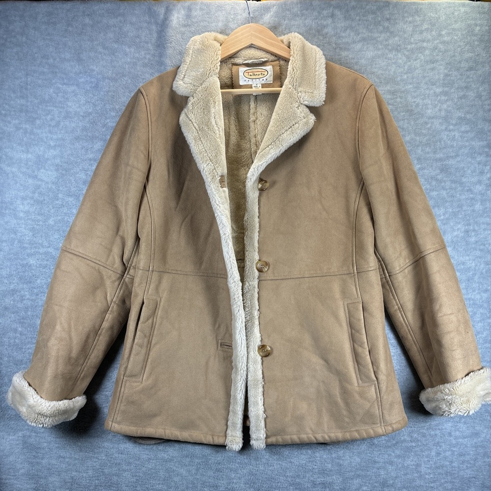 Talbots Faux Suede Fur Jacket S Rancher Coat Tan Barn Western Classic Cowgirl - Picture 6 of 16